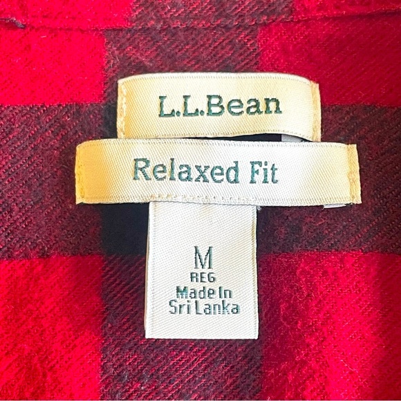 L.L. Bean Men’s Red & Black Plaid Flannel Shirt – Size Medium - Picture 6 of 10